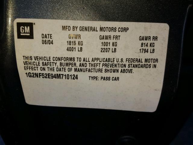 1G2NF52E94M710124 - 2004 PONTIAC GRAND AM S Boz foto 10