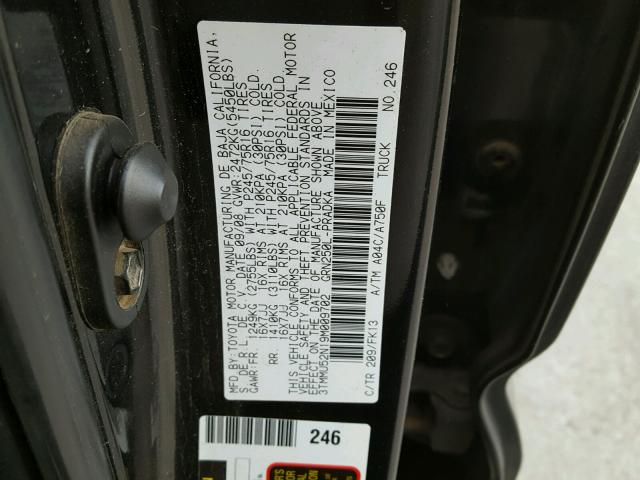 3TMMU52N19M009702 - 2009 TOYOTA TACOMA DOU BLACK photo 10