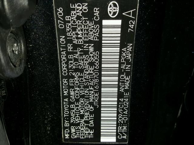 JTKDE167870166055 - 2007 TOYOTA SCION TC 黑色 照片 10