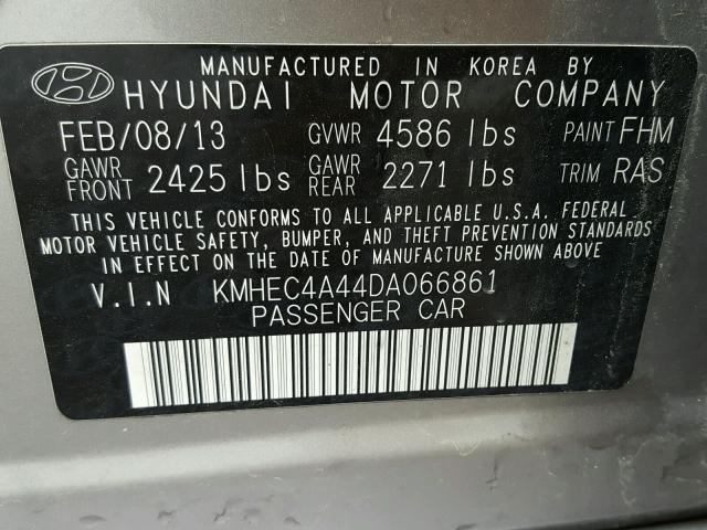 KMHEC4A44DA066861 - 2013 HYUNDAI SONATA HYB SILVER photo 10