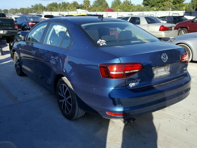 3VWD67AJ9GM386115 - 2016 VOLKSWAGEN JETTA SE BLUE photo 3