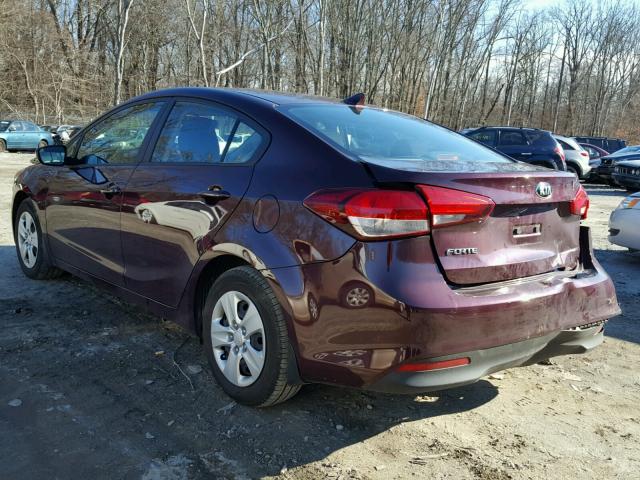 3KPFK4A75HE035336 - 2017 KIA FORTE LX MAROON photo 3