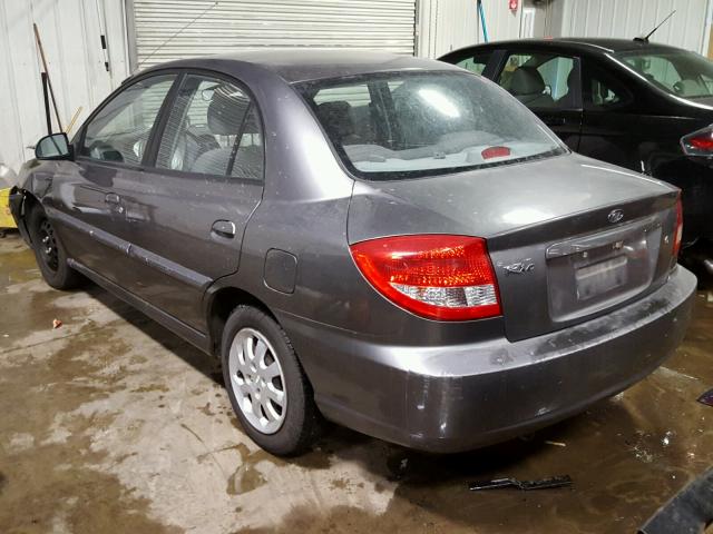 KNADC125946309974 - 2004 KIA RIO GRAY photo 3