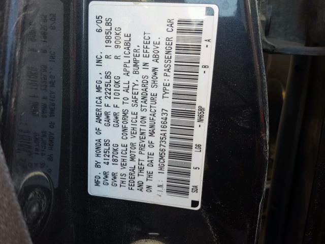 1HGCM56735A166437 - 2005 HONDA ACCORD EX GRAY photo 10