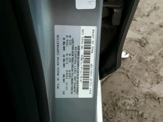 JM1BL1TF4D1767906 - 2013 MAZDA 3 I SILVER photo 10