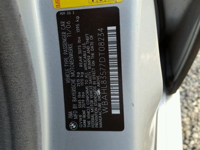 WBAHL83577DT08234 - 2007 BMW ALPINA B7 GRAY photo 10