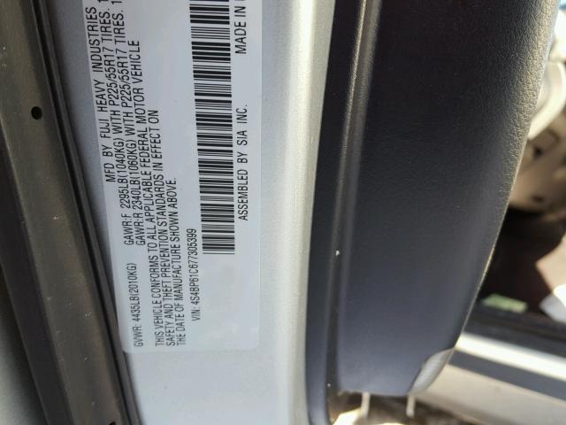 4S4BP61C677305399 - 2007 SUBARU LEGACY OUT SILVER photo 10