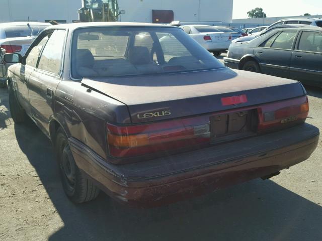 JT8VV22T2L0101022 - 1990 LEXUS ES 250 BURGUNDY photo 3