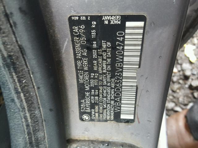 WBADD6323VBW04740 - 1997 BMW 528 I AUTO GRAY photo 10