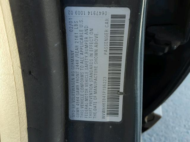 WVWRH63B41P195223 - 2001 VOLKSWAGEN PASSAT GLX WHITE photo 10