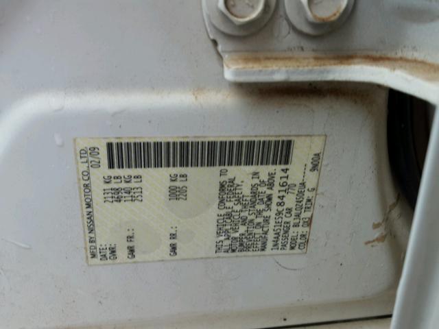 1N4AA51E59C841614 - 2009 NISSAN MAXIMA S WHITE photo 10