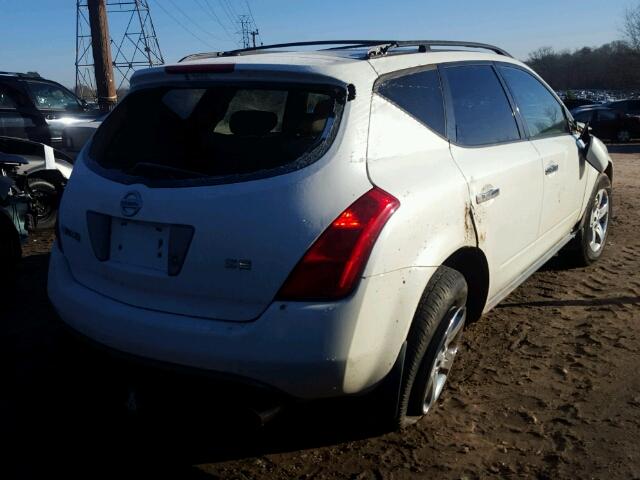 JN8AZ08T25W313276 - 2005 NISSAN MURANO SL WHITE photo 4