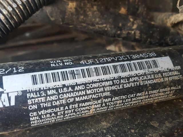 4UF12MPV3CT304538 - 2012 ARCTIC CAT WILDCAT მწვანე ფოტო 10