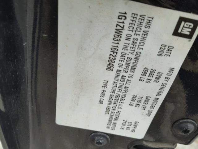 1G1ZW63116F238466 - 2006 CHEVROLET MALIBU MAX BLACK photo 10