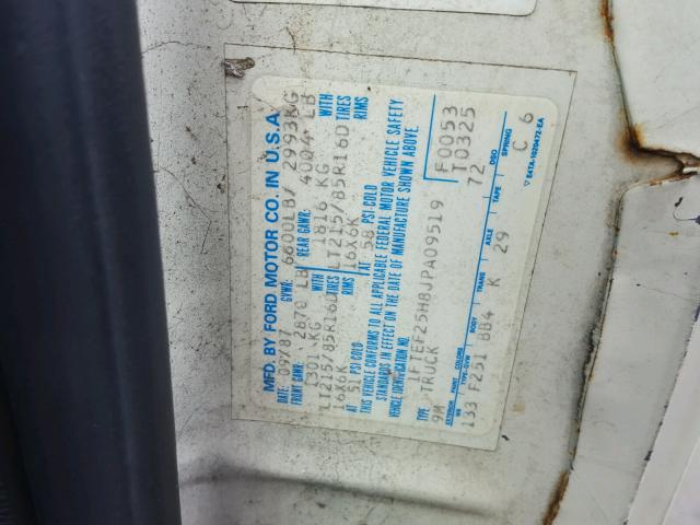 1FTEF25H8JPA09519 - 1988 FORD F250 WHITE photo 10