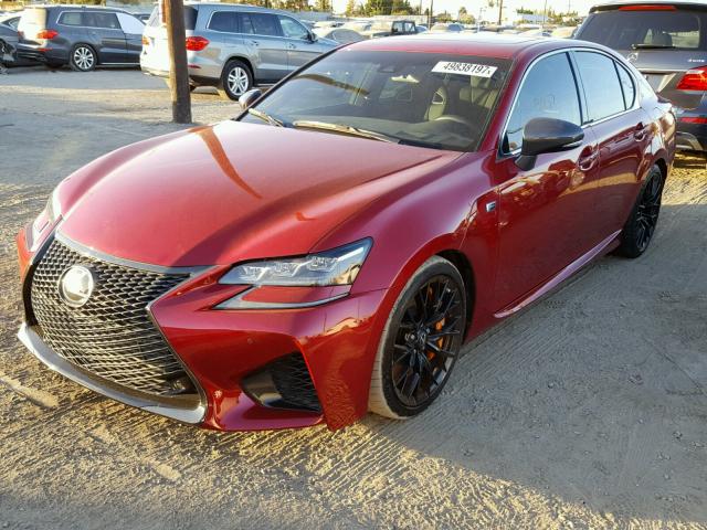 JTHBP1BL5GA001844 - 2016 LEXUS GS-F RED photo 2