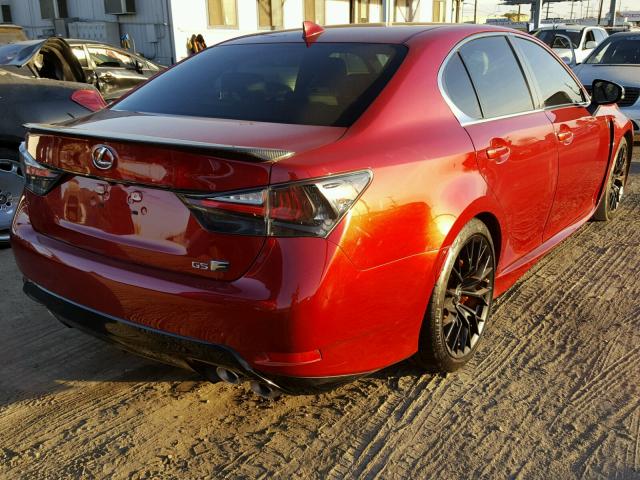 JTHBP1BL5GA001844 - 2016 LEXUS GS-F RED photo 4