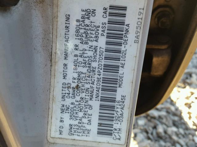 1NXAE09E4PZ070507 - 1993 TOYOTA COROLLA LE 灰色 照片 10