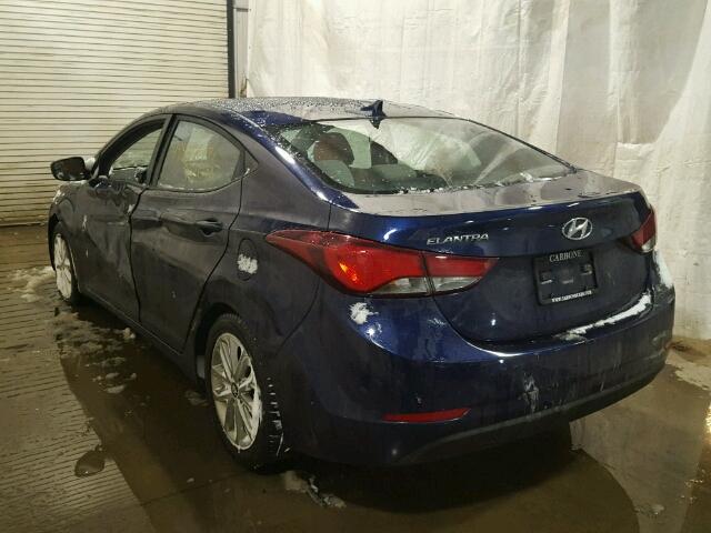 5NPDH4AE6EH486528 - 2014 HYUNDAI ELANTRA SE BLUE photo 3