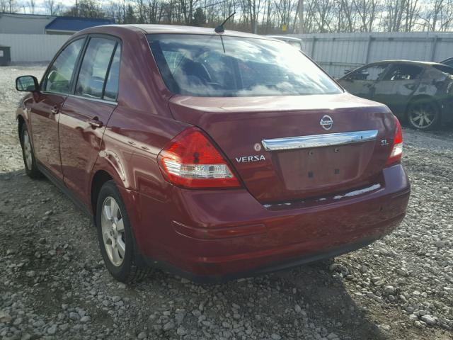 3N1BC11E07L403623 - 2007 NISSAN VERSA S RED photo 3