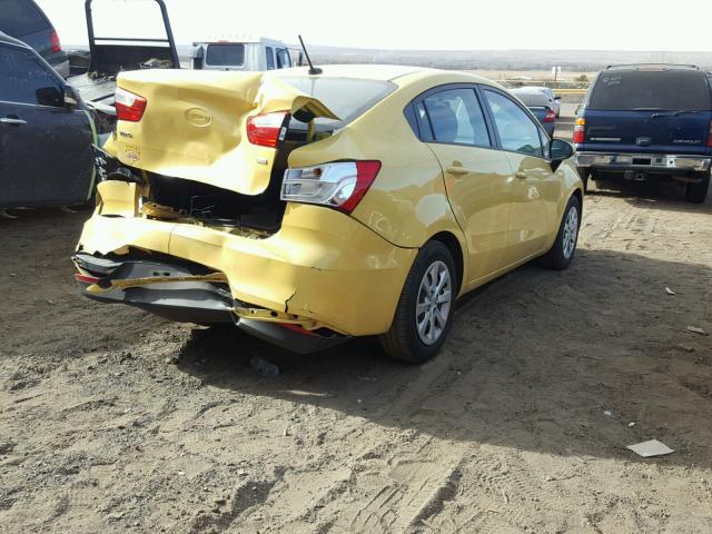 KNADM4A32G6584038 - 2016 KIA RIO LX YELLOW photo 4