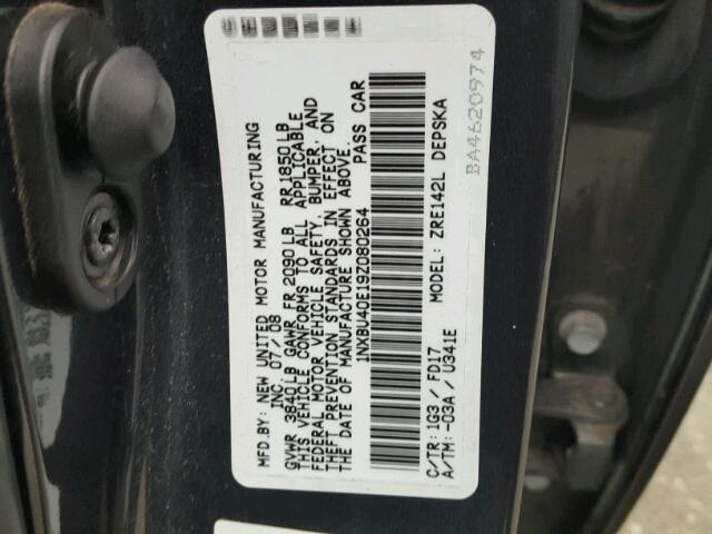 1NXBU40E19Z080264 - 2009 TOYOTA COROLLA BA GRAY photo 10