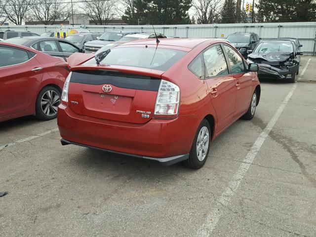 JTDKB20U283372824 - 2008 TOYOTA PRIUS RED photo 4