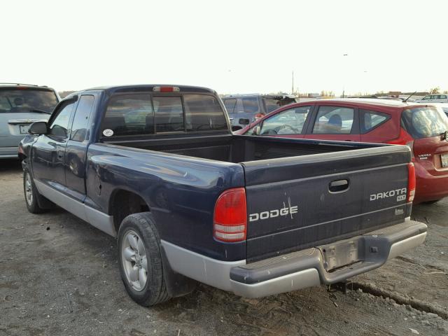 1D7GL42K94S576486 - 2004 DODGE DAKOTA SLT BLUE photo 3