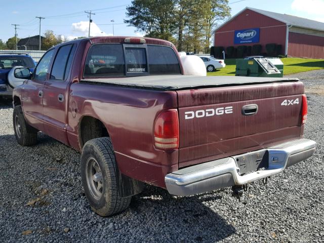 1B7HG2AX91S303757 - 2001 DODGE DAKOTA QUA MAROON photo 3