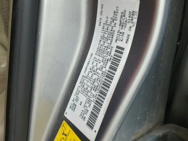 JTJHF10U020279587 - 2002 LEXUS RX 300 GRAY photo 10