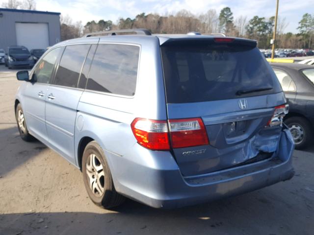 5FNRL38716B124287 - 2006 HONDA ODYSSEY EX BLUE photo 3