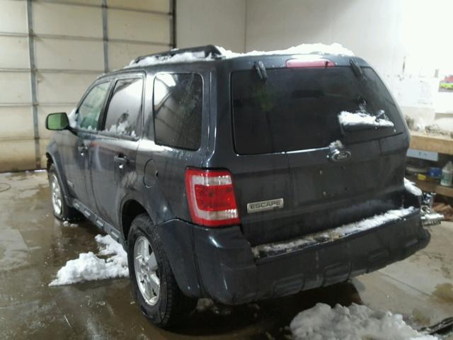 1FMCU03Z68KC72480 - 2008 FORD ESCAPE XLT GRAY photo 3