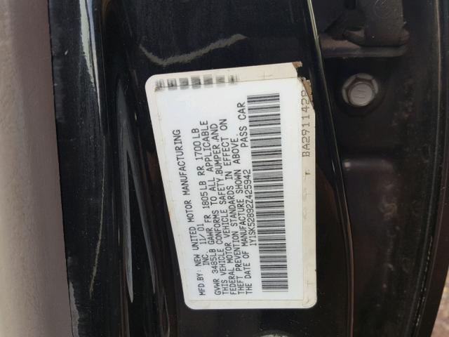 1Y1SK52892Z425942 - 2002 CHEVROLET GEO PRIZM 黑色 照片 10