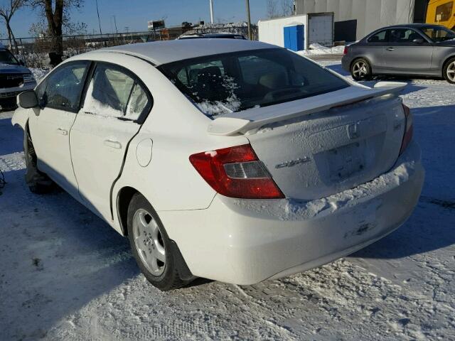 2HGFB2F44CH109704 - 2012 HONDA CIVIC LX WHITE photo 3