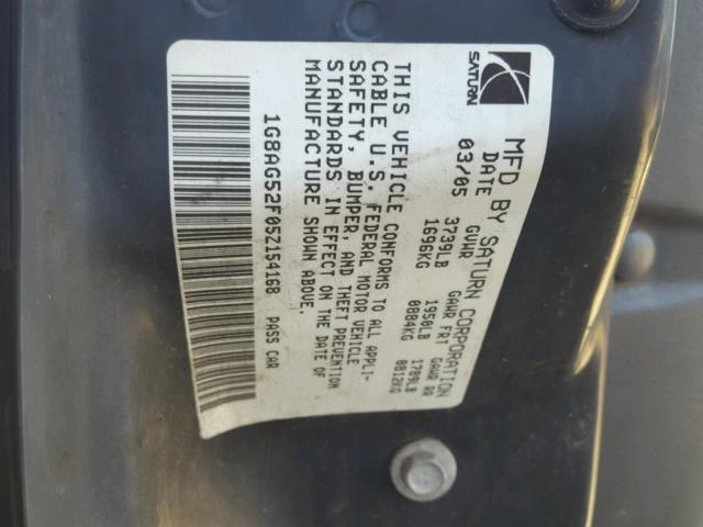 1G8AG52F05Z154168 - 2005 SATURN ION LEVEL BLACK photo 10