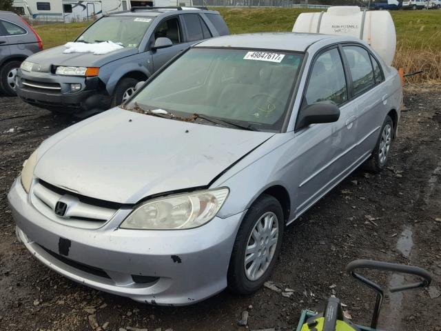 JHMES16585S005871 - 2005 HONDA CIVIC LX SILVER photo 2