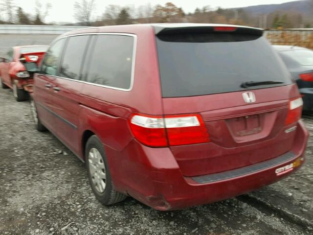 5FNRL38245B121645 - 2005 HONDA ODYSSEY LX MAROON photo 3