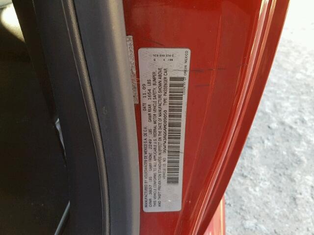 3VWPW3AG6AM009050 - 2010 VOLKSWAGEN NEW BEETLE წითელი ფოტო 10