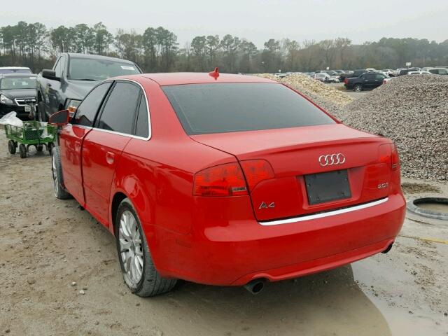 WAUAF78E18A131405 - 2008 AUDI A4 2.0T RED photo 3