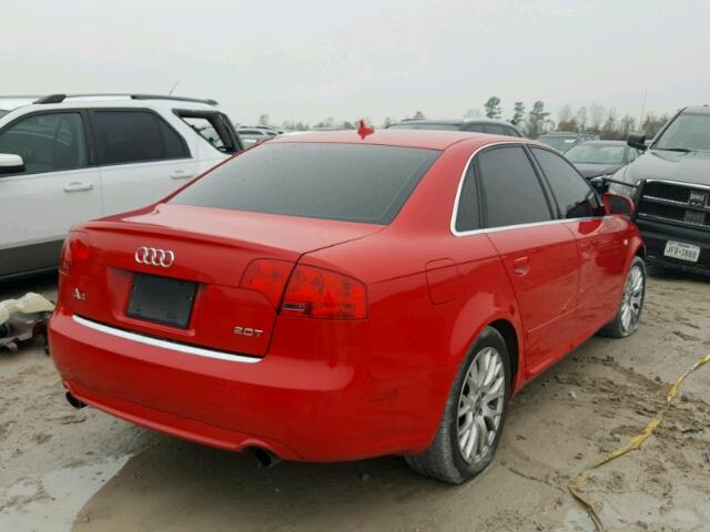 WAUAF78E18A131405 - 2008 AUDI A4 2.0T RED photo 4