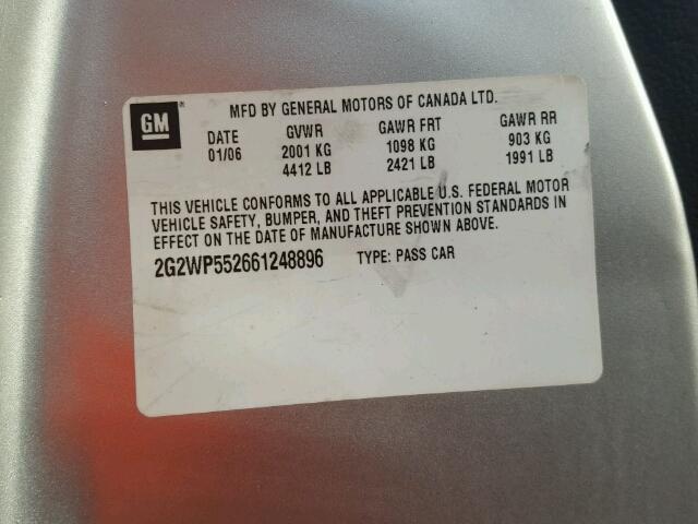 2G2WP552661248896 - 2006 PONTIAC GRAND PRIX Gümüş foto 10