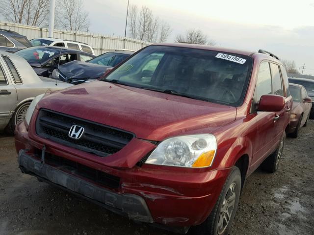 2HKYF185X3H575091 - 2003 HONDA PILOT EXL MAROON photo 2