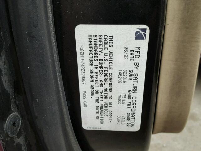 1G8ZH1574PZ320367 - 1993 SATURN SC2 PURPLE photo 10