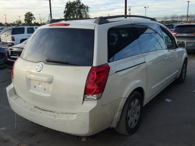 5N1BV28U26N110780 - 2006 NISSAN QUEST S WHITE photo 4