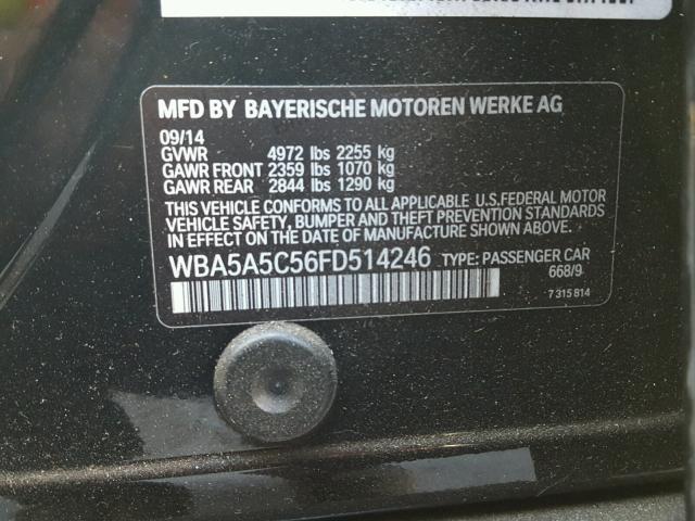 WBA5A5C56FD514246 - 2015 BMW 528 I BLACK photo 10