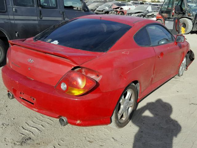 KMHHM65D04U137553 - 2004 HYUNDAI TIBURON RED photo 4