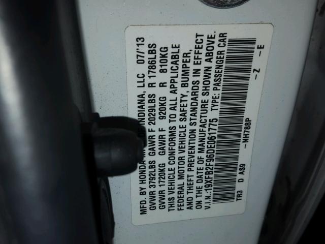 19XFB2F96DE061775 - 2013 HONDA CIVIC EXL 白色 照片 10