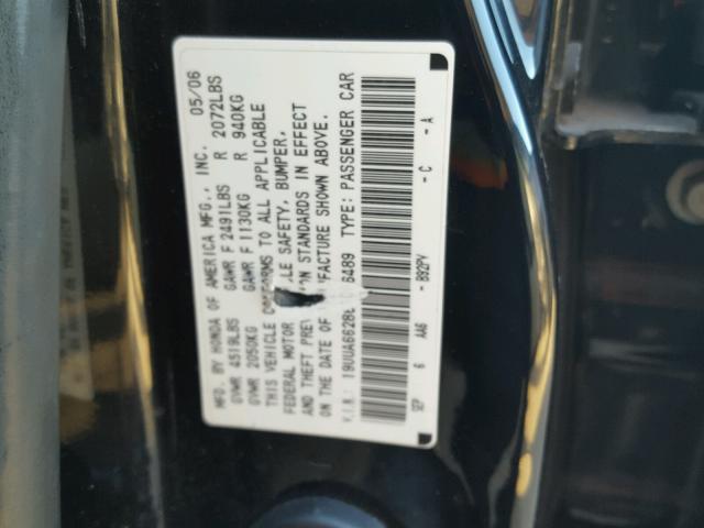 19UUA66286A056489 - 2006 ACURA 3.2TL BLACK photo 10