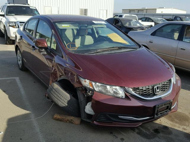 19XFB2F5XDE246389 - 2013 HONDA CIVIC LX MAROON photo 1