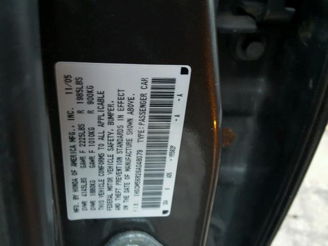 1HGCM56826A048079 - 2006 HONDA ACCORD EX GRAY photo 10